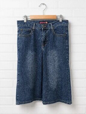 Old Skool Denim Wide Leg Flare Capri Pants 15/16 Sz